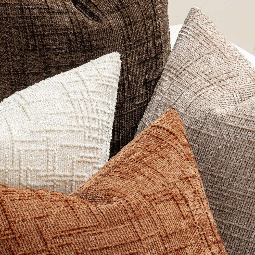 MIULEE Texture Chenille Decorative Throw Pillow Covers Brown 18x18