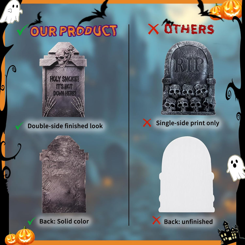 17" Halloween Tombstones Outdoor Decorations, 6 Pack Graveyard Yard Signs