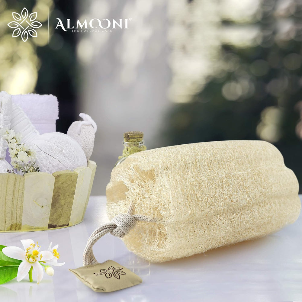 Premium Natural Egyptian Shower Loofah Sponge and Facial Loofahs, Large Exfol...