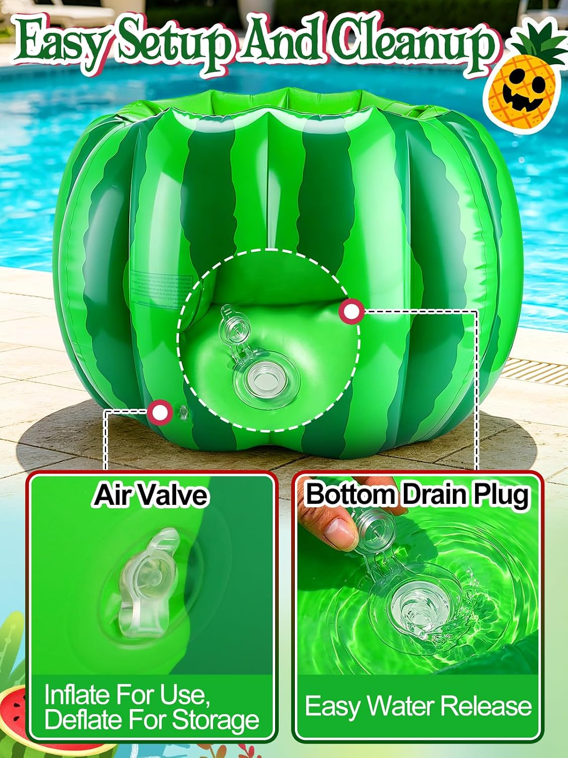 Cosweet Halloween Watermelon Ice Bucket for Party Supplies Drinks, 30"x20"