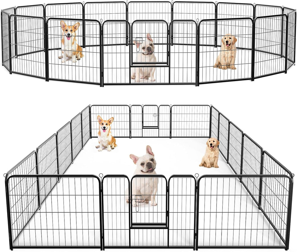 DUMOS Dog Playpen 16 Panels 24 Inch Indoor Outdoor Metal Pet Fence