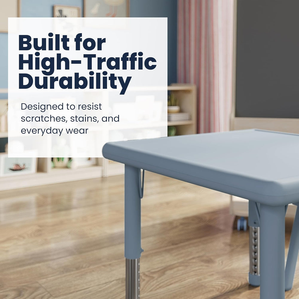 Flash Furniture 24" Square Height Adjustable Activity Table, Dusty Blue