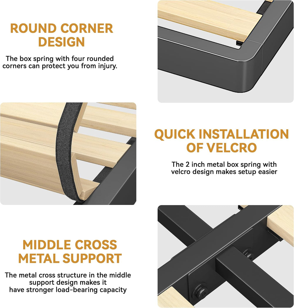 MAF Box Spring King 2 Inch with Round Corners, Bunkie Board with Wood Slats