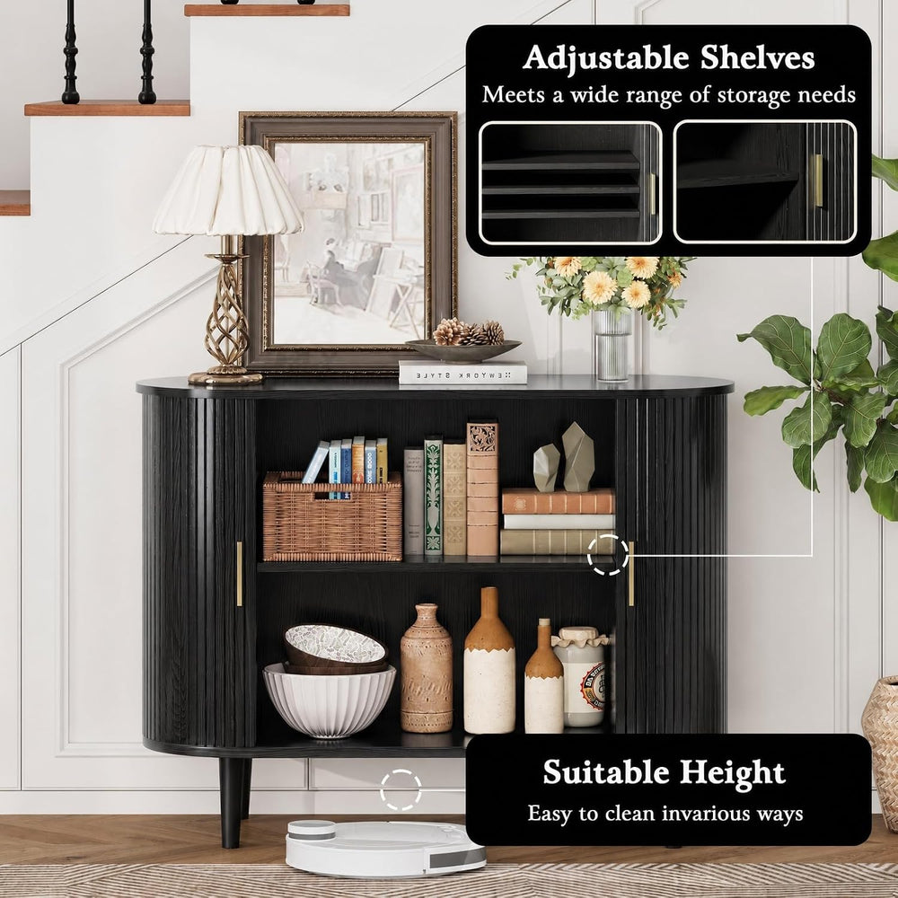 DHH Sideboard Buffet Cabinet with Storage,Mid Century Modern Fluted Accent Co...