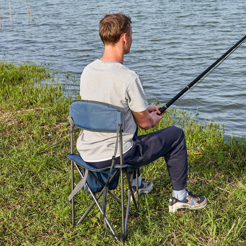 Portal Extra Large Quick Folding Tripod Stool with Backrest Fishing Camping C...