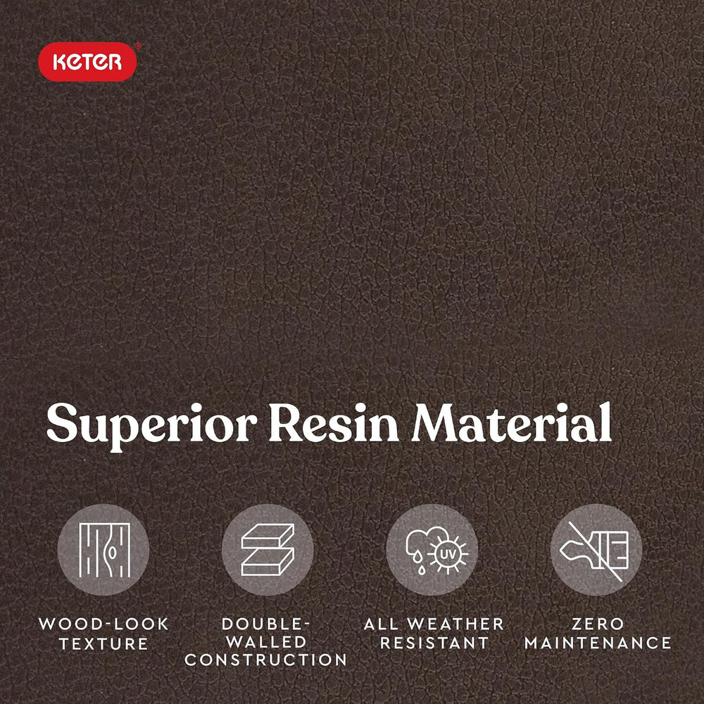 Keter City 30 Gallon Resin Outdoor Storage Box and Patio Furniture Side Table...