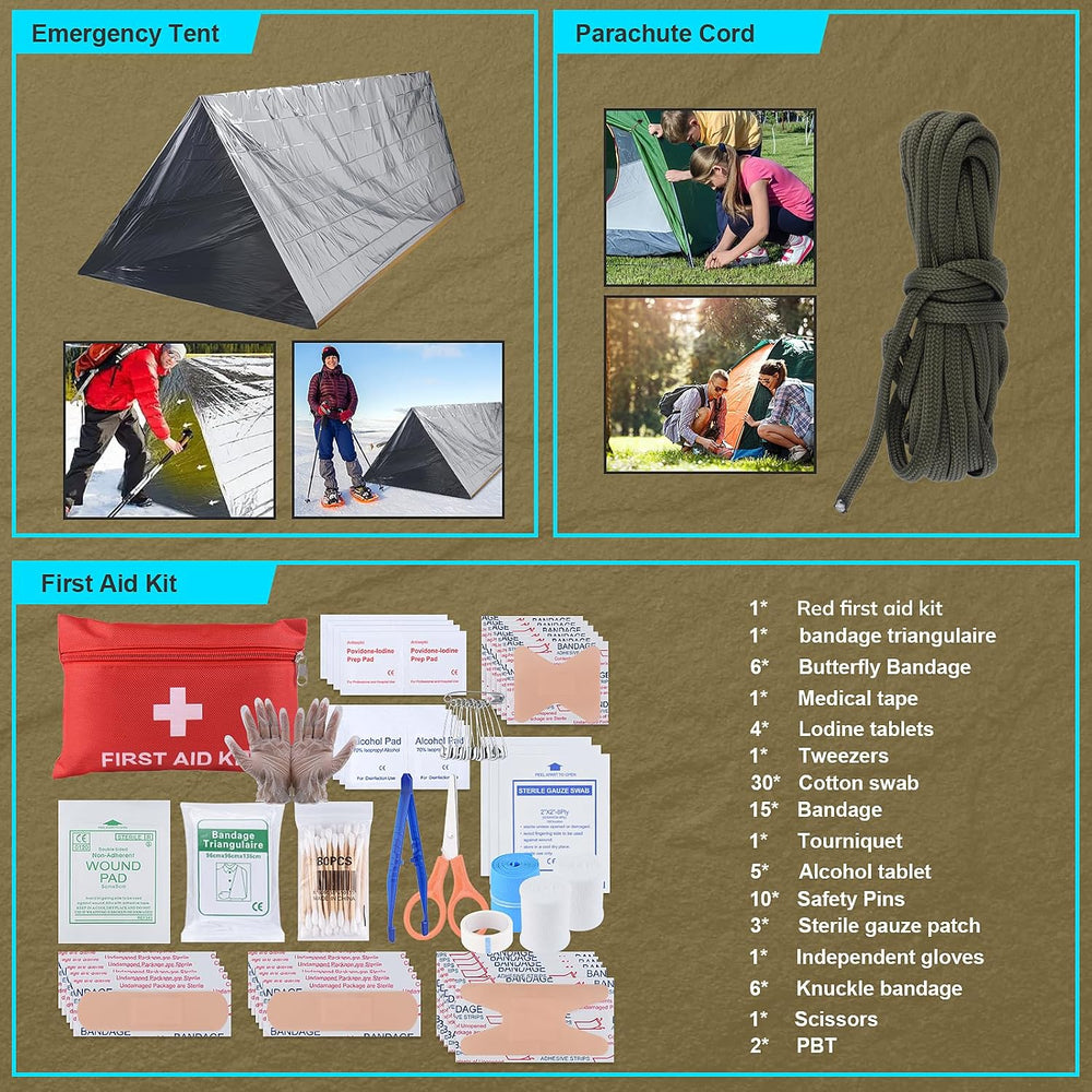 Survival Kit, Gifts for Christmas Men, Women, 251pcs Emergency Survival Gear ...