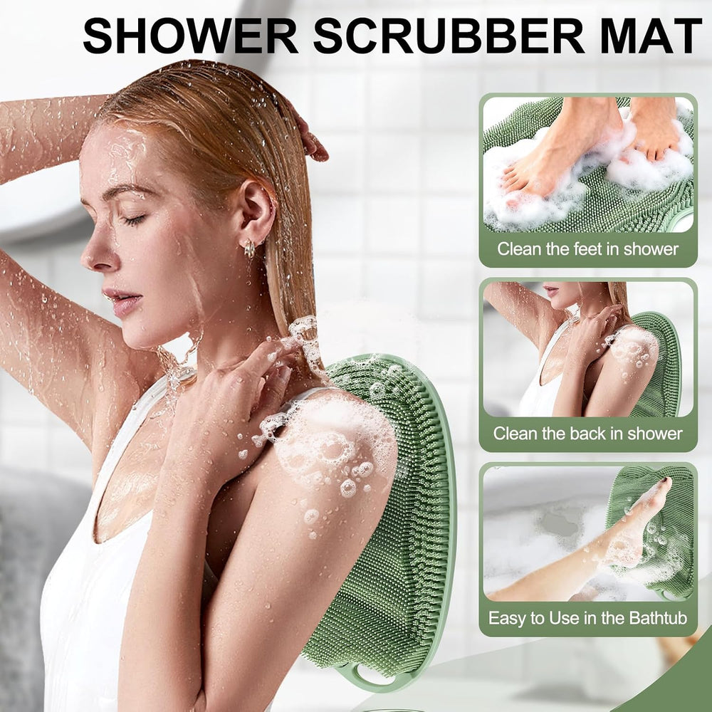 Bath Shower Foot Scrubber Mat - Silicone Shower Foot Scrubber Mat (XL) Cleane...