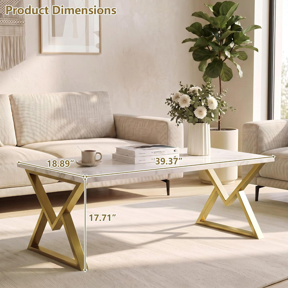 Coffee Tables for Living Room, Marble Coffee Table Modern White