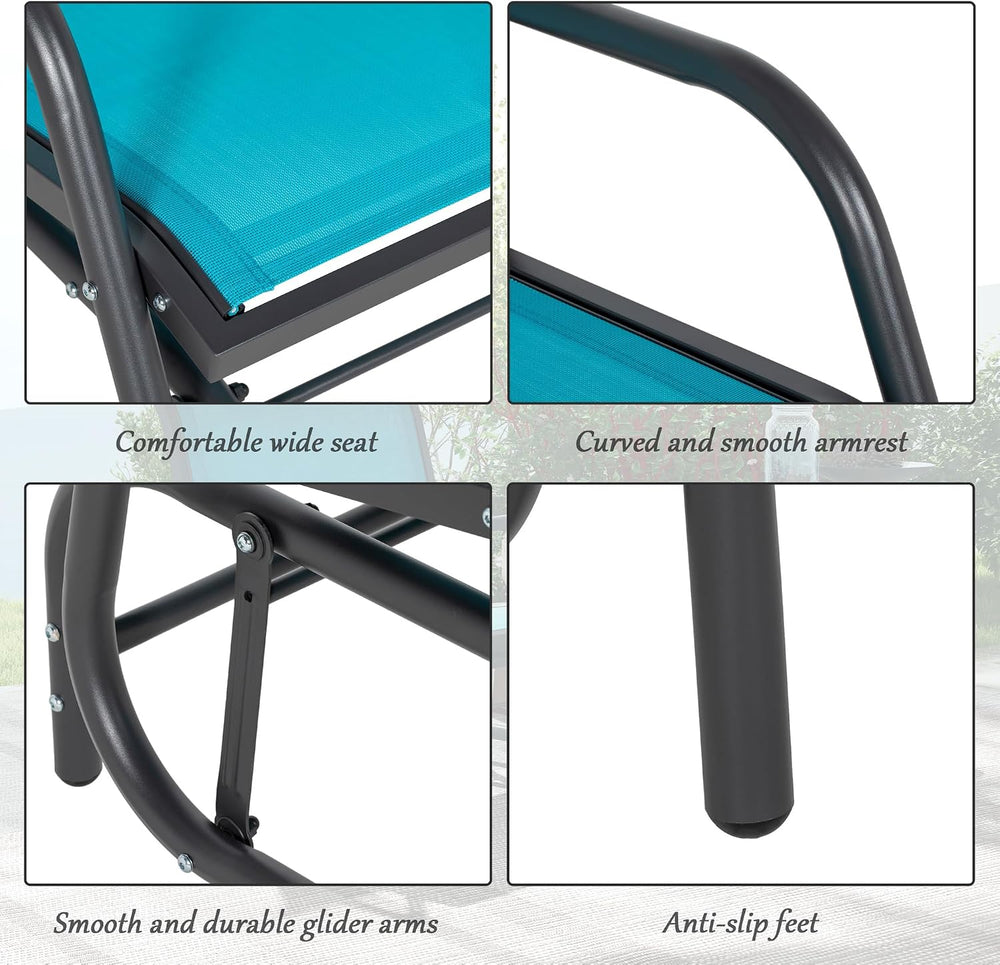 Outsunny Porch Glider Set of 2 Steel Frame Blue
