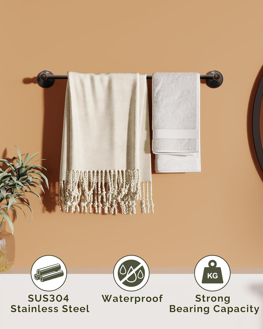 24" Towel Bar Wall Mounted, Oil Rubbed Bronze Towel Rack