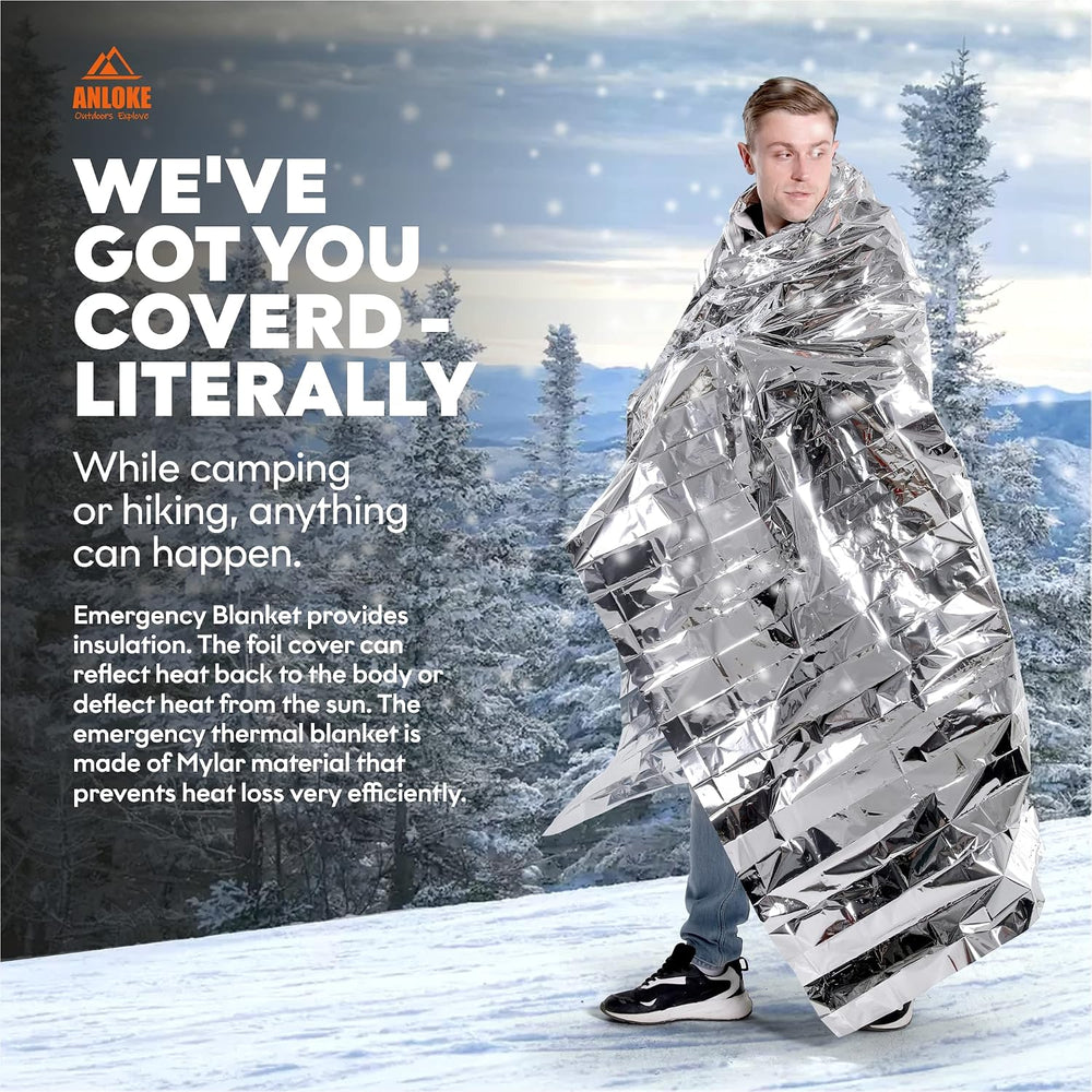 ANLOKE Emergency Blankets (10 Pack) - Plus Size Space Essential for Hiking Ge...