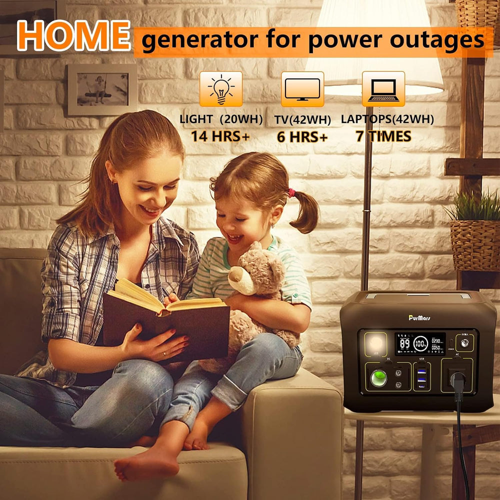300W Portable Power Station (Peak 500W),LiFePO4 Solar Generator