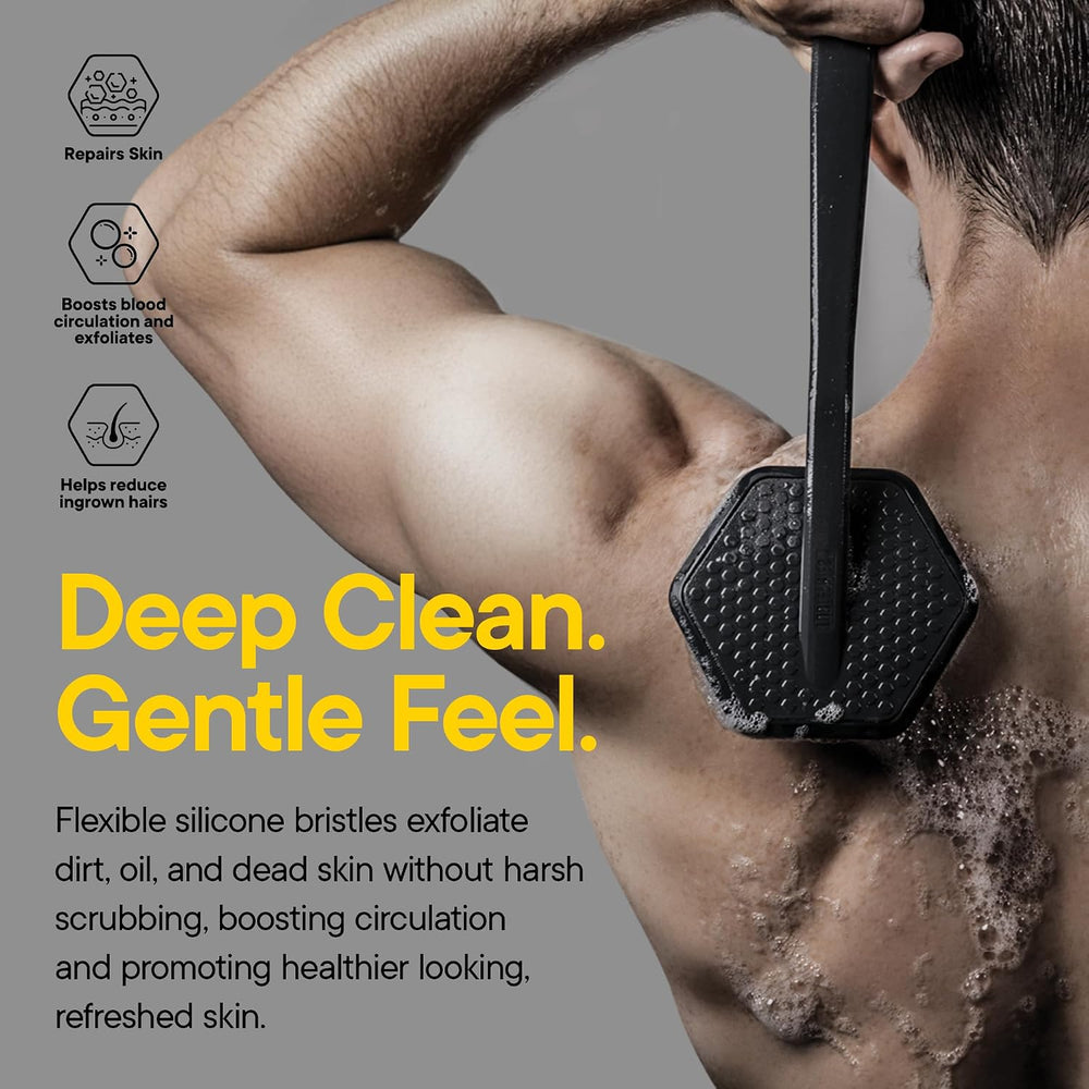 TOOLETRIES Silicone Back Scrubber for Shower with Hook - Charcoal
