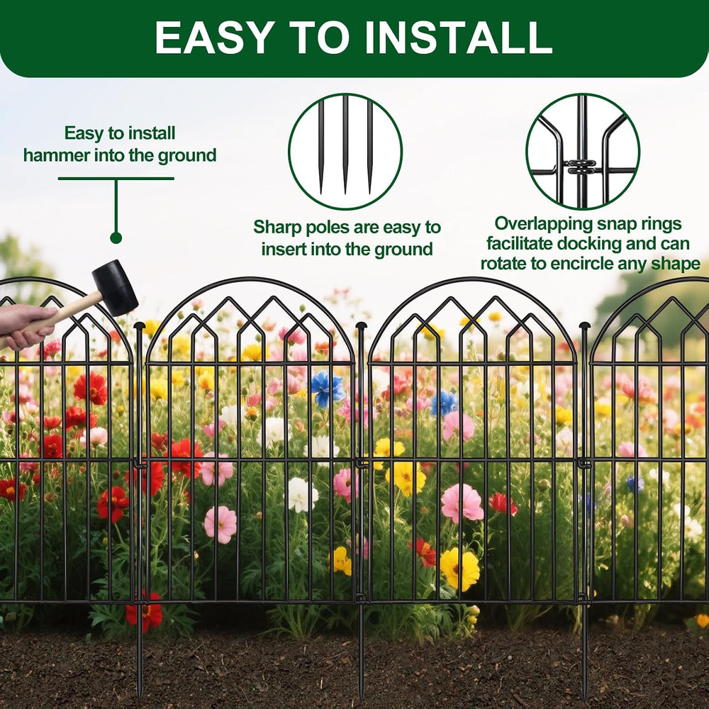 Decorative Garden Fence 17in x 28ft (26 Panels), Rustproof Metal No Dig Arche...