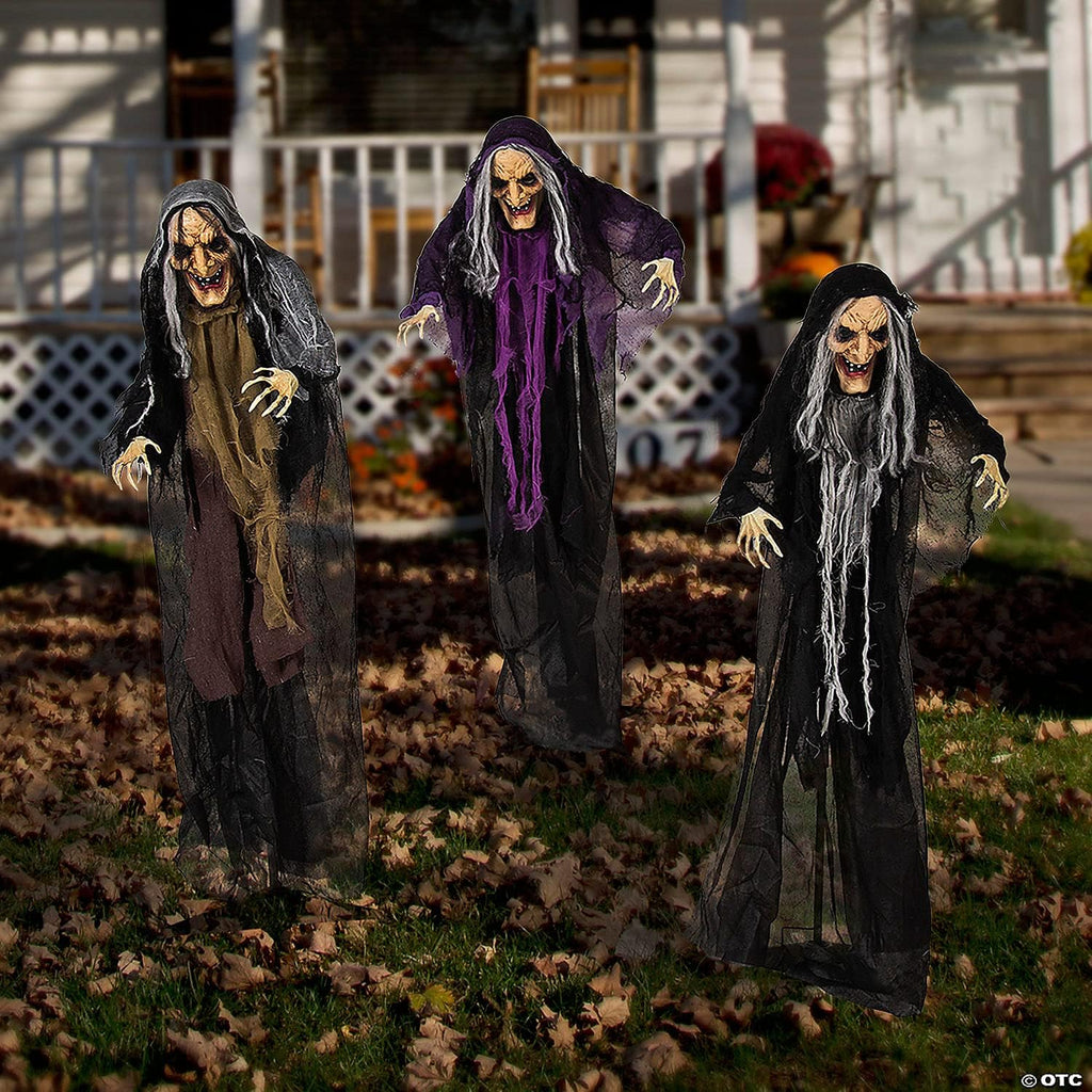 Fun Express Halloween Witches Outdoor Yard Stakes Decor, 3.6ft, 3pc