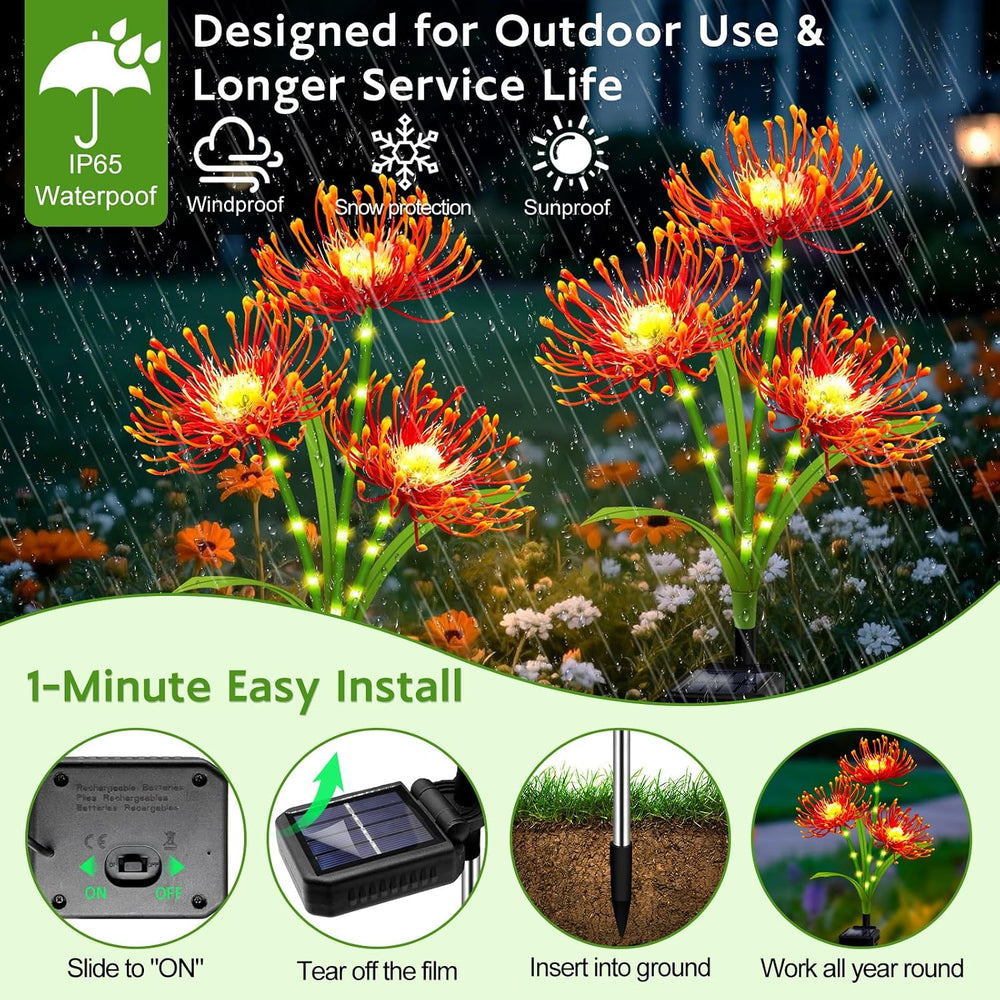 Solar Garden Flower Lights Outdoor,Fall Decor with Glowing Stems