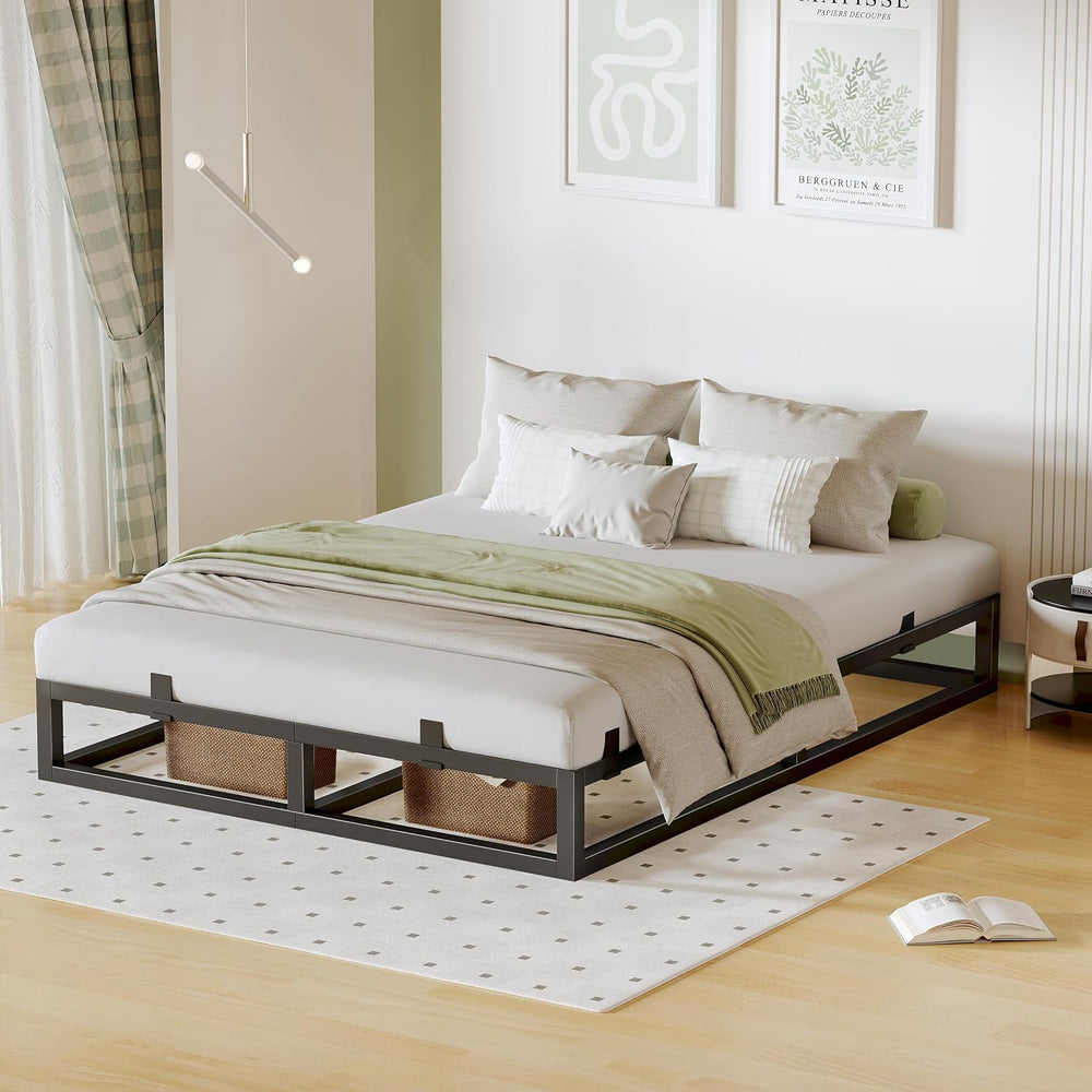 Cal King Bed Frame Metal 10 Inch,Platform Upgrade Heavy Duty Base Black