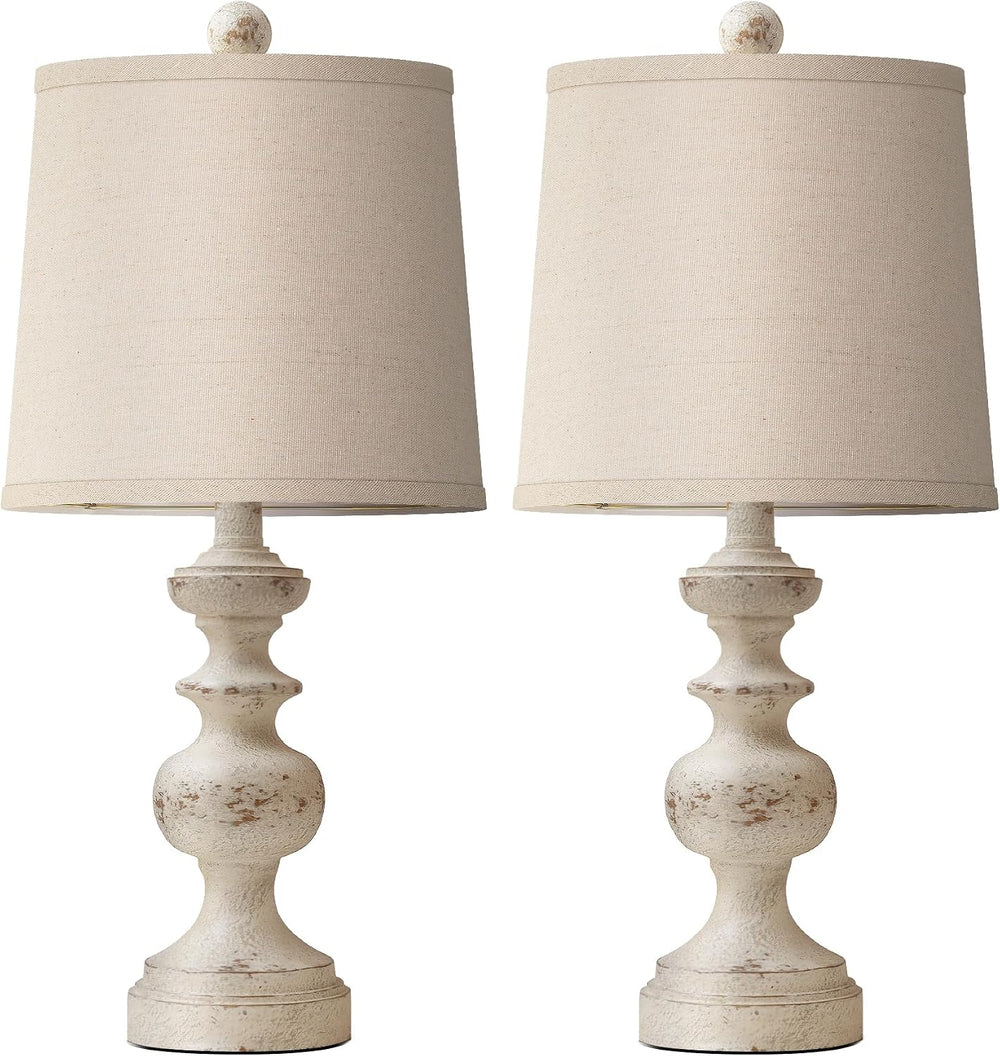 PARTPHONER Farmhouse Table Lamp Set of 2, Rustic Table Lamps for Living Room ...