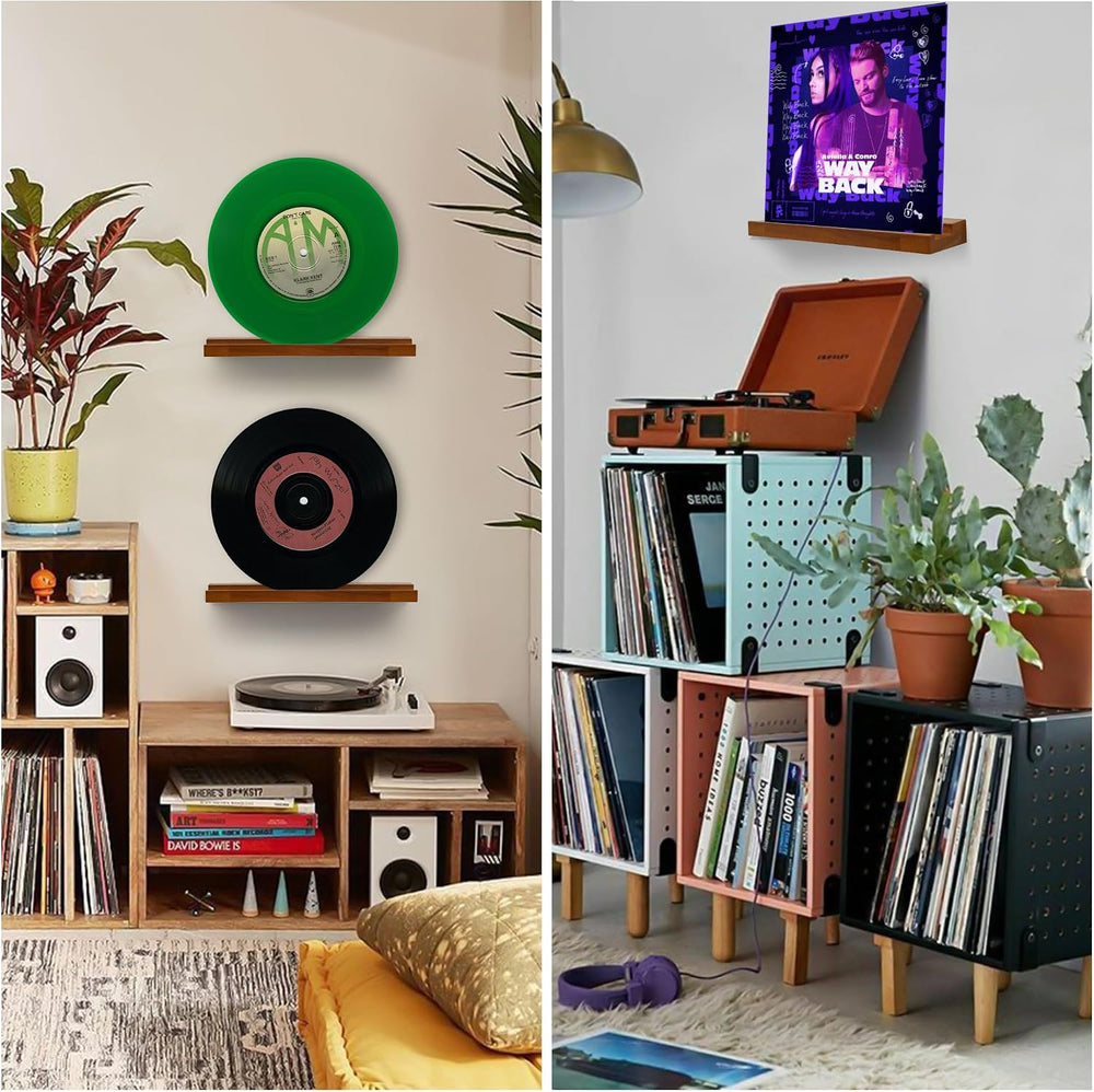 Vinyl Record Shelf Wall Mount,Record Album Display Holder,2 Pack