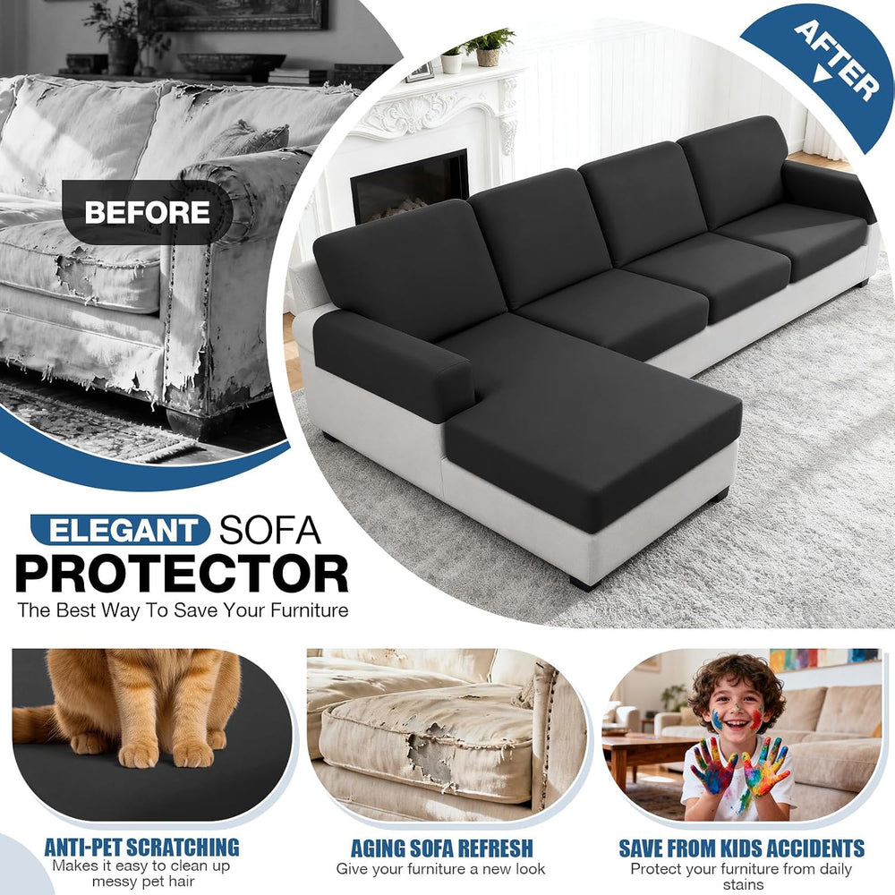 TAOCOCO Sectional Couch Covers Stretch Couch Cushion Covers for Sectional Sof...