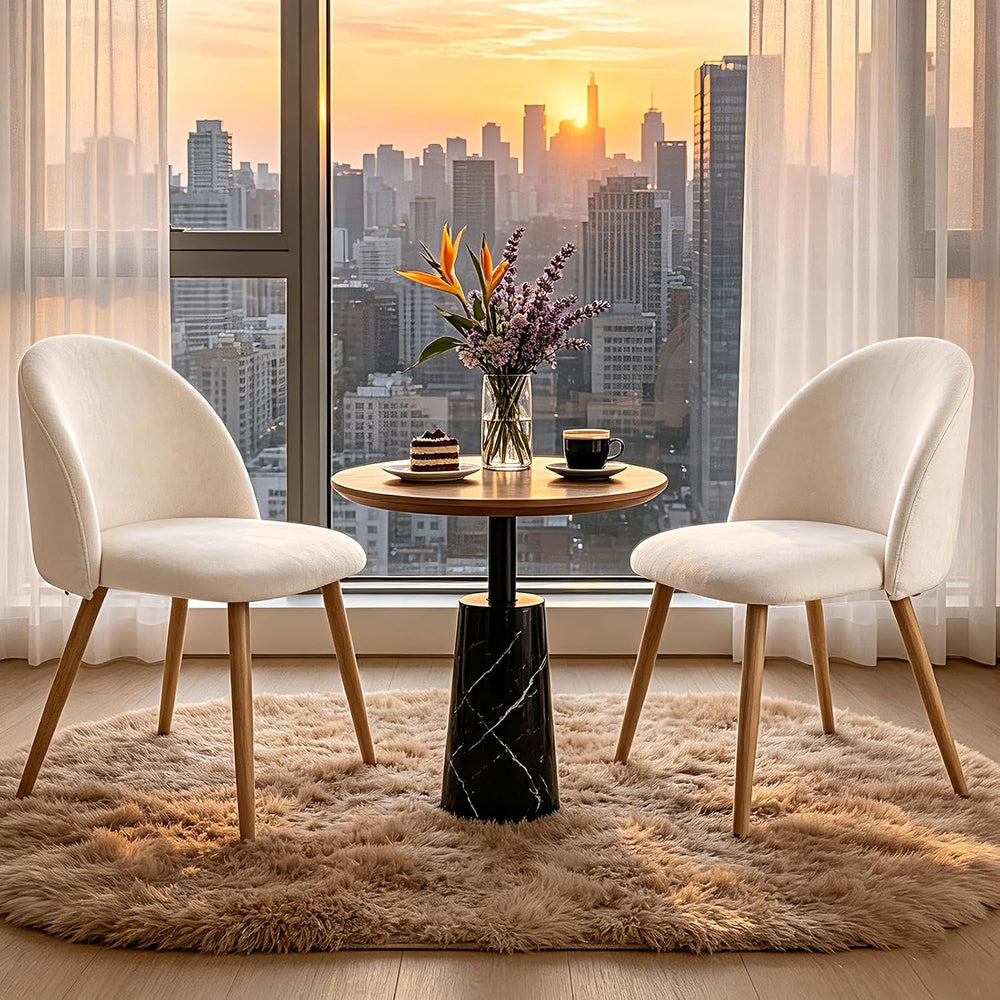 Dining Chairs Set of 2, Modern Velvet Side Chairs with Wood-Grain Metal Legs,...