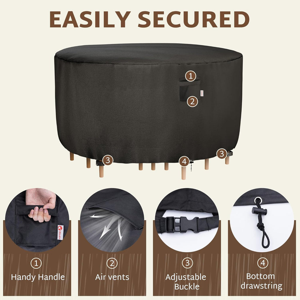 iBirdie Outdoor Round Table Cover 62 x 34 inch, 5 ft, Waterproof, 600D