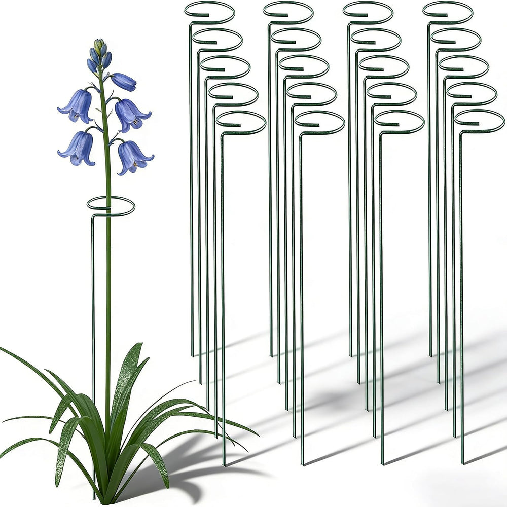 20 Pieces 36 inch Green Single Stem Plant Stakes Flower Support Rings, Garden...
