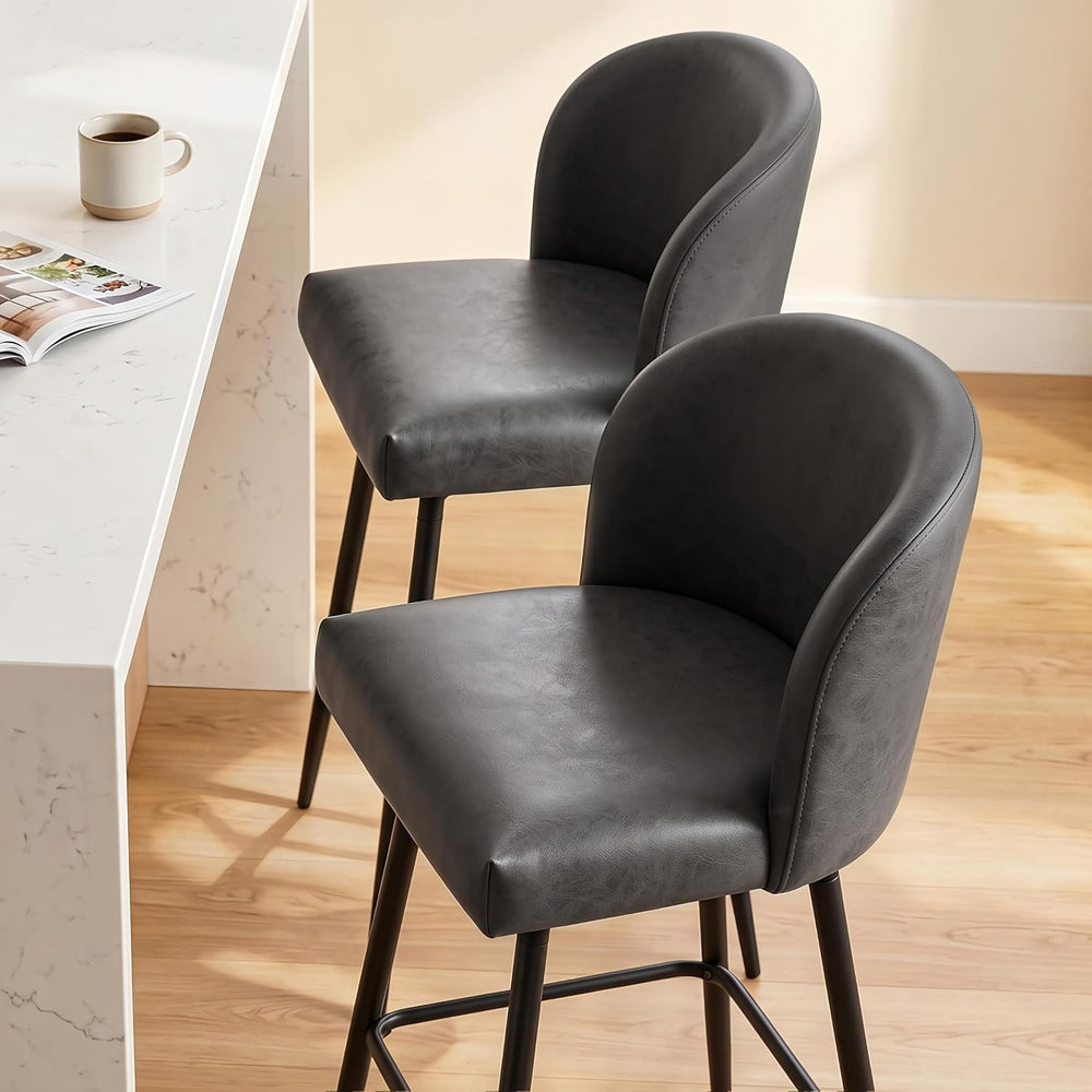 Counter Height Bar Stools Set of 3, 360° Swivel Upholstered Barstools with Ba...