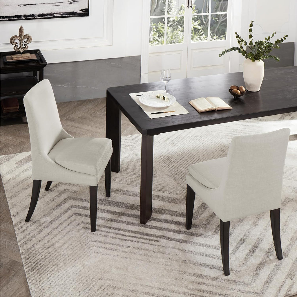 KISLOT Upholstered Dining Chairs Modern Sidechair Performance Fabric High Back Armlesschair for Diningroom Kitchen, Cream, Set of 2(1 Box)
