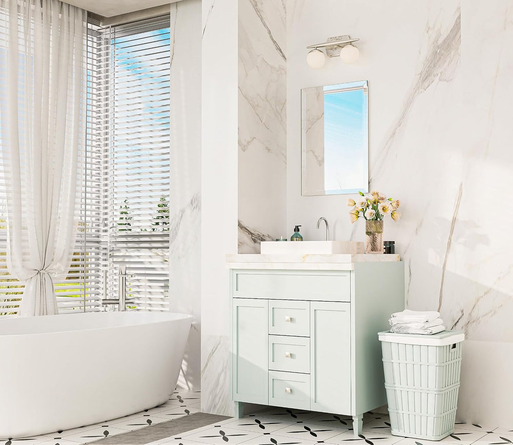 Keonjinn 16x24 Inch Small Frameless Bathroom Mirrors for Wall, Modern Style