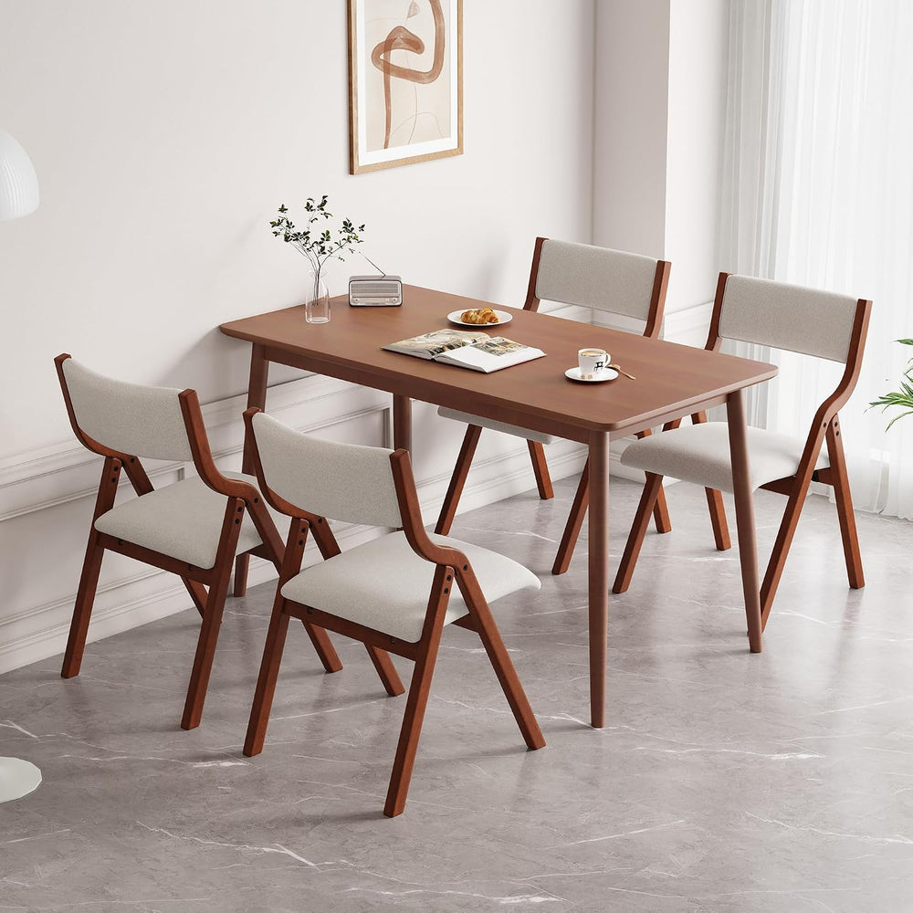 Ball & Cast Upholstered Folding Dining Chairs Set of 2, Foldable Wooden C...
