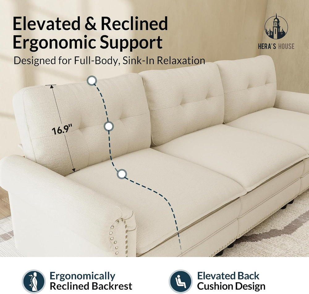HERA'S HOUSE 73.2" Modular Loveseat Cloud Couch Deep Seats & Rol...