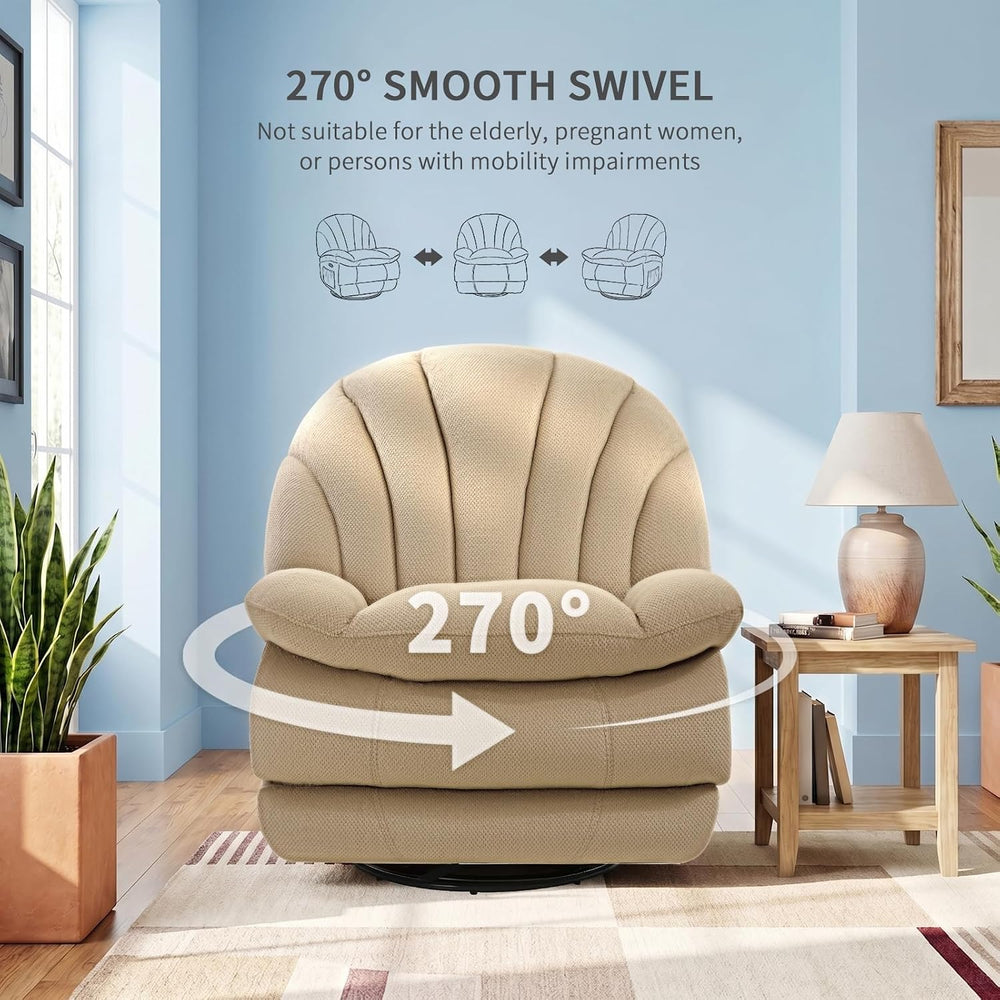 EONIX Dual Motor Power Swivel Rocker Recliner, Plush, Beige