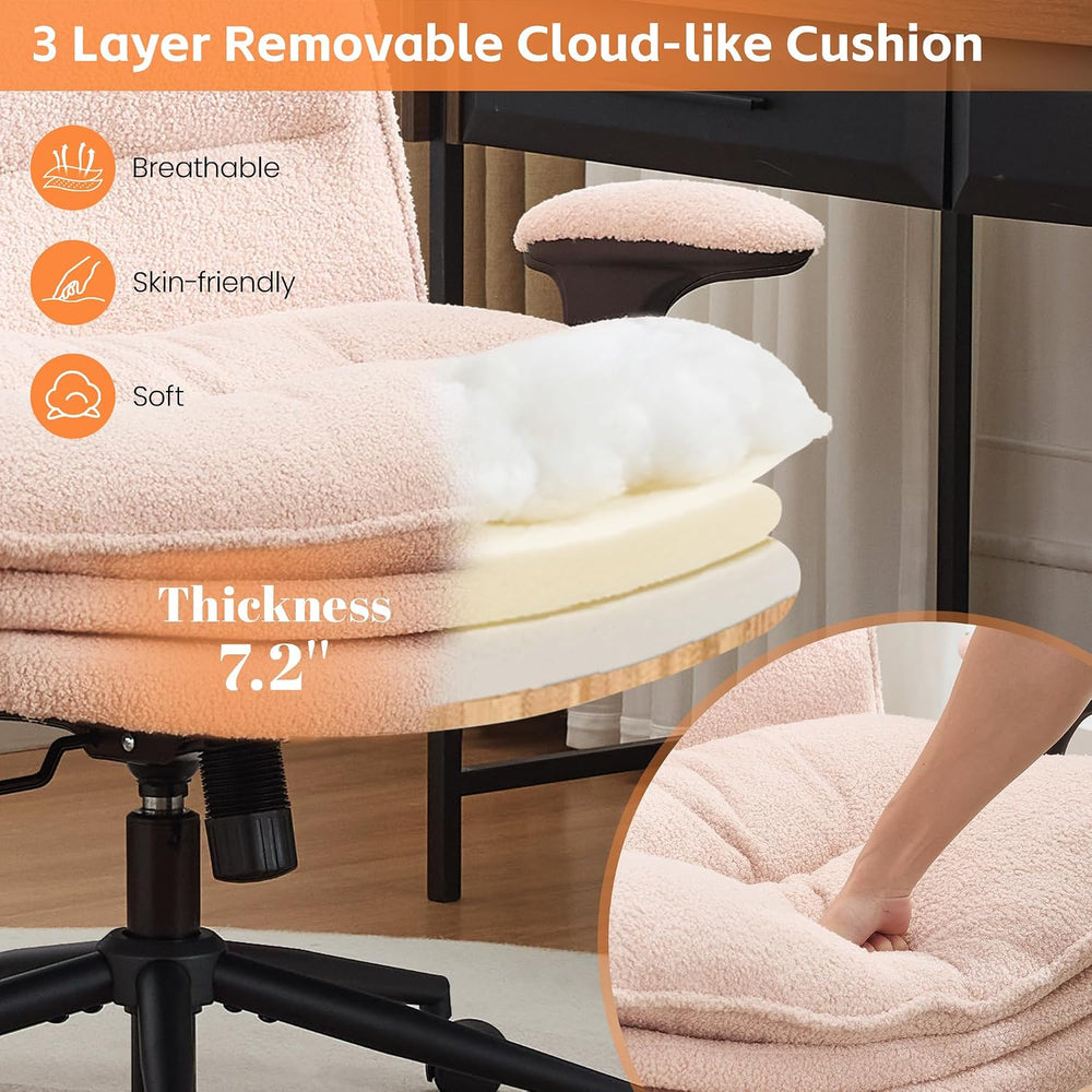 Criss Cross Chair with Flip-up Arms, Wide Criss Legged Chair with 3 Layer Cus...
