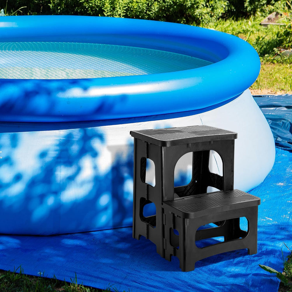 Foldable Spa Hot Tub Steps, Non-Slip 2 Step Stool Pool Ladder