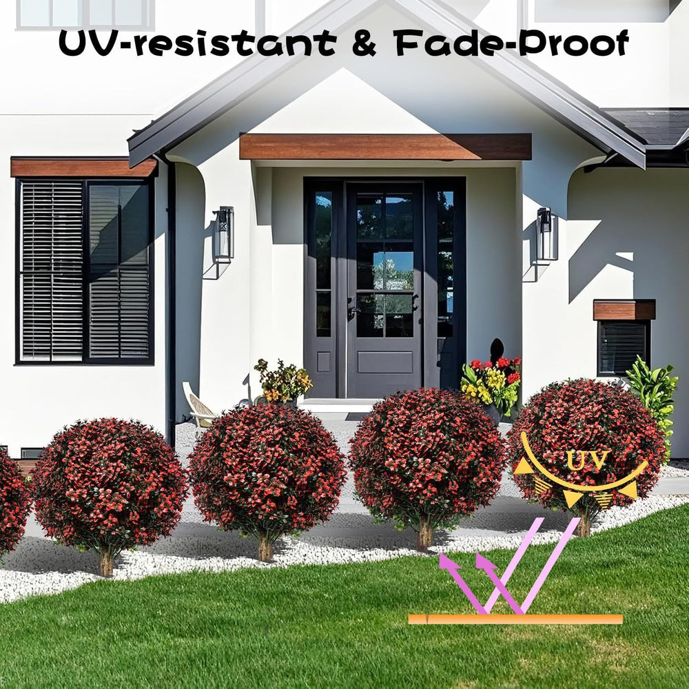 2 Pack 24" Artificial Fall Boxwood Topiary Balls with Ground Spikes, UV ...