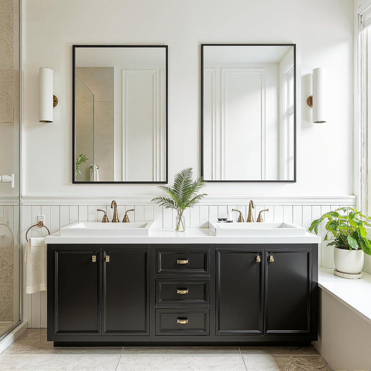 FICTOR Bathroom Vanity Mirror for Over Sink, 24" x 36", Black