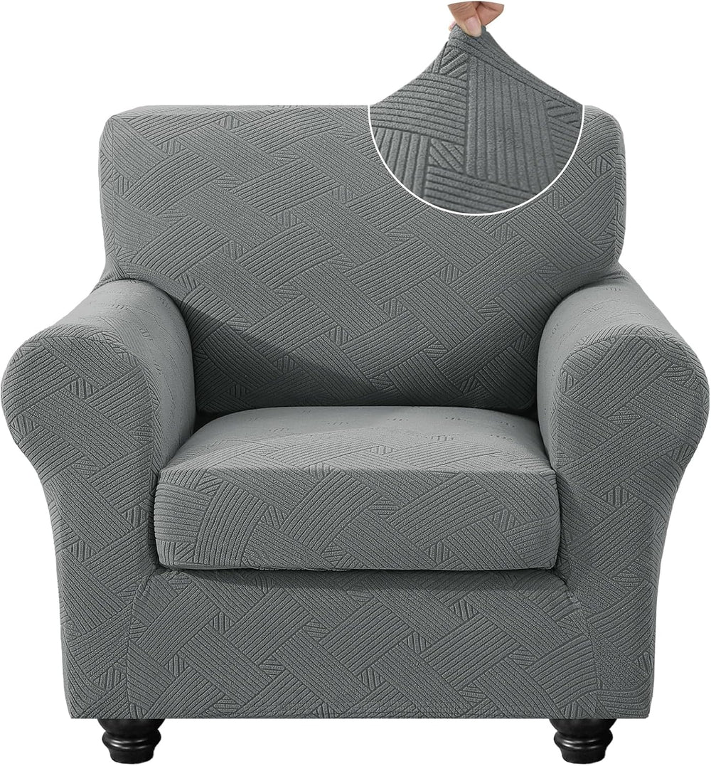 XINEAGE Stretch Sofa Cover 2 Piece Couch Chair Cover for Dogs,Light Gray