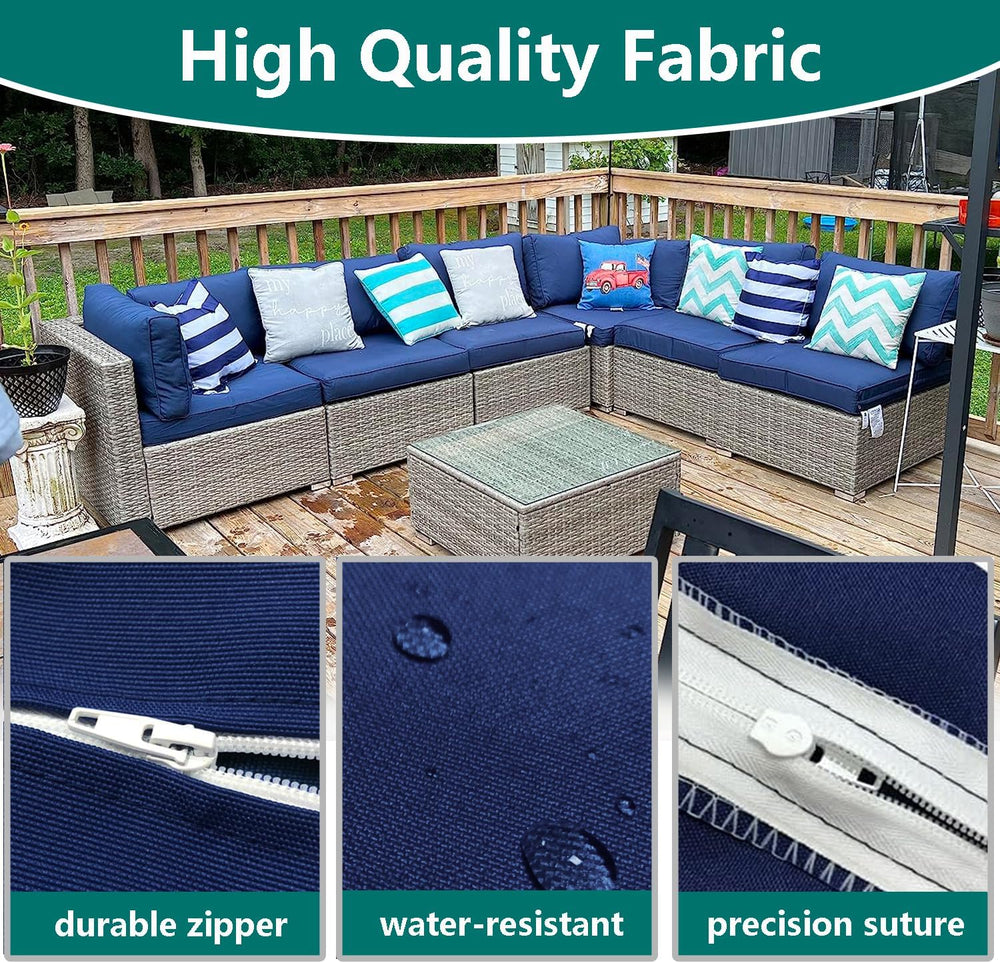 FLYMEI Patio Cushion Covers 20x20x2, Navy Blue, 4 Packs