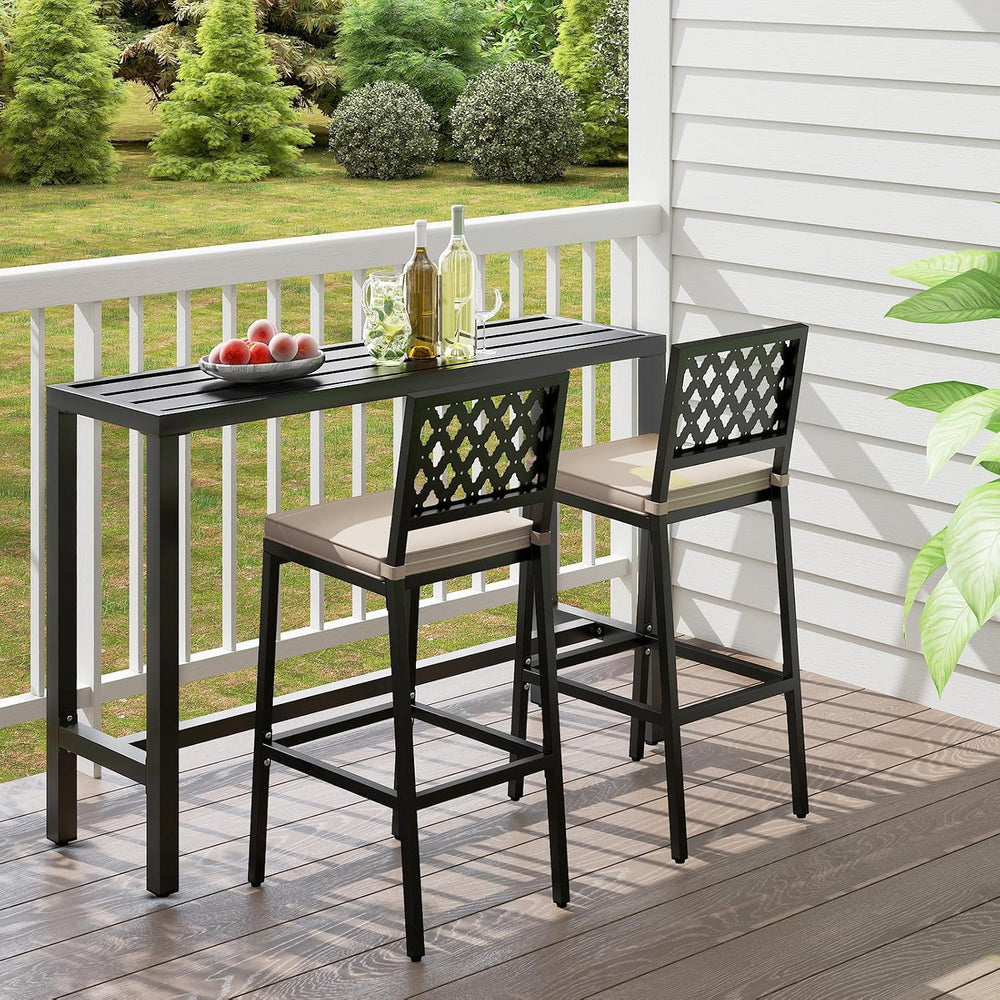 COSTWAY 3 Piece 55" Outdoor Bar Table and Chairs Set