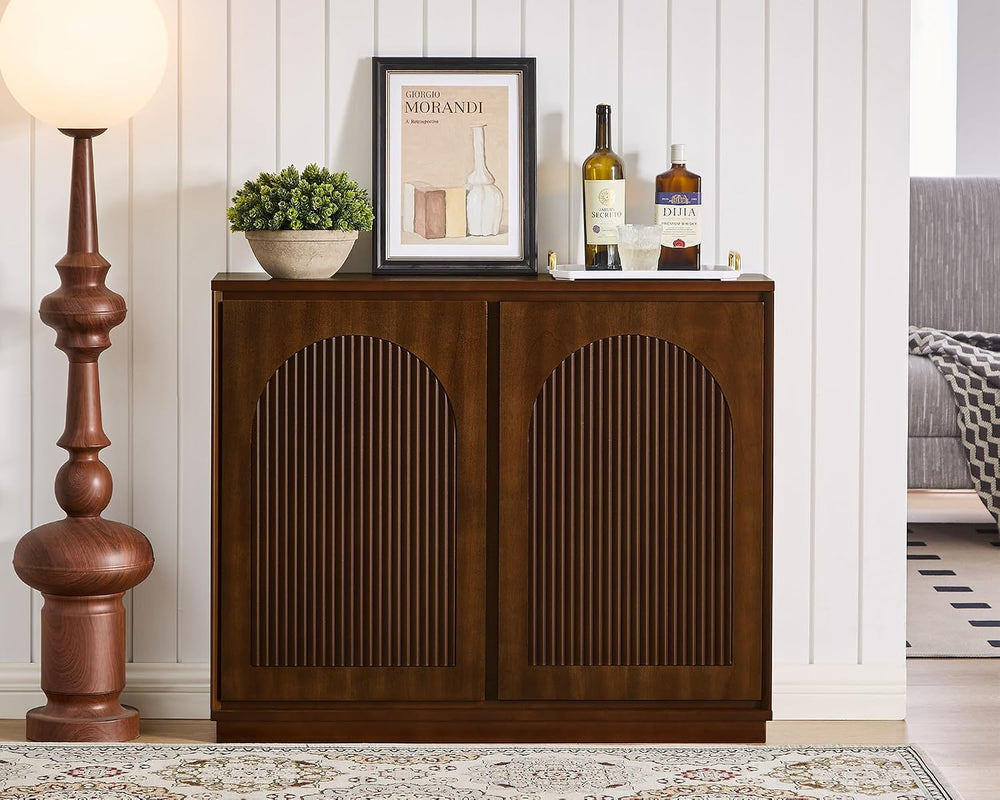 LKTART Narrow Sideboard Buffet Storage Cabinet,Thin Entryway Cabinet,Walnut