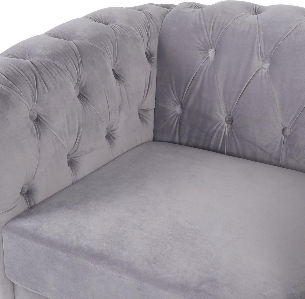 LEVNARY Velvet Chesterfield Chair, Mid-Century Modern Single Sofa Chair with ...
