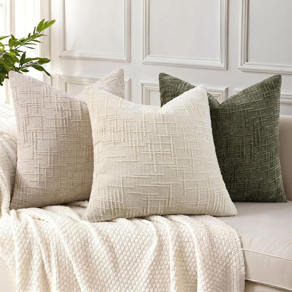 decorUhome Christmas Textured Chenille Throw Pillow Covers 24x24 Set of 2