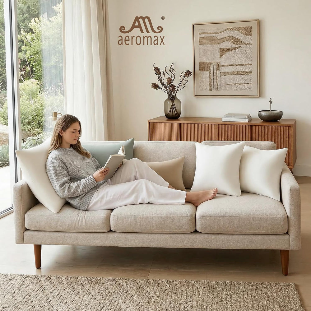 AM AEROMAX 18x18 Memory Foam Throw Pillow Inserts, 2 Pack, Square, White