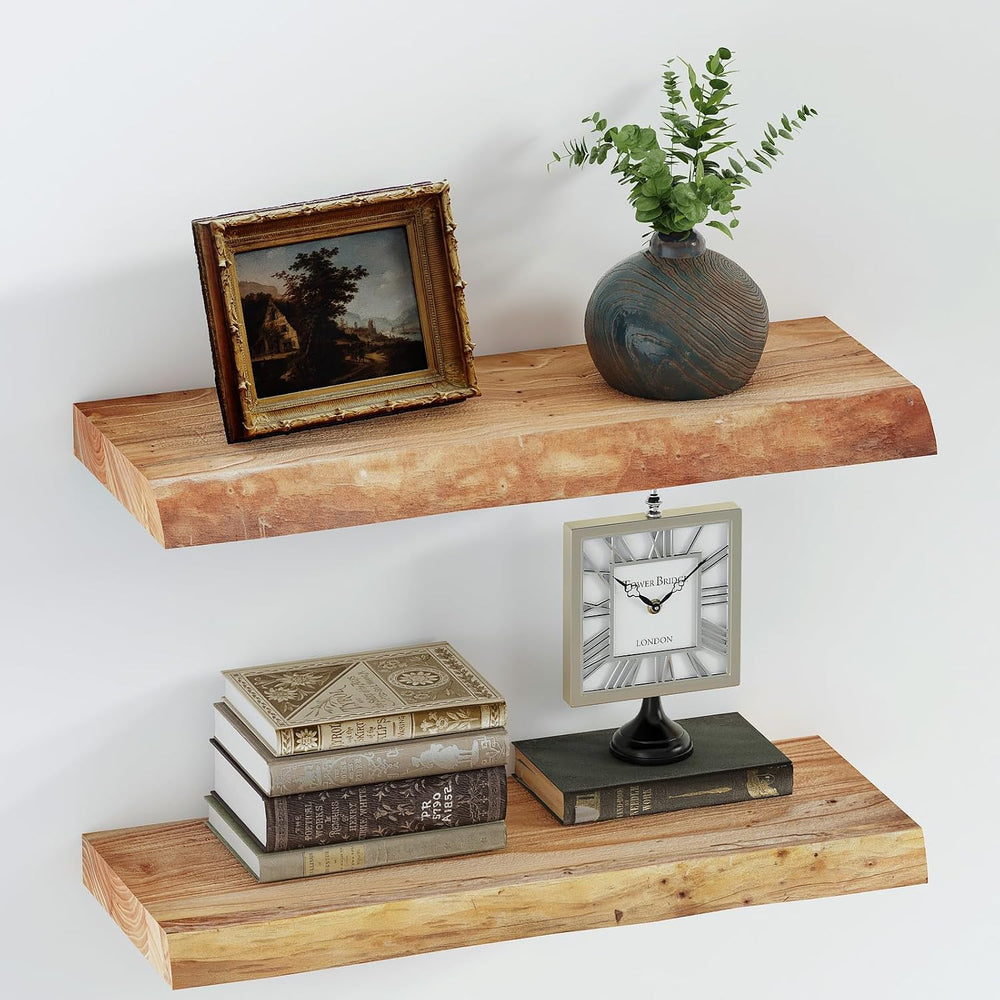SAUMONIERES Live Edge Floating Shelves for Bedroom Living Room Wall Mounted S...