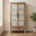 LKTART 55" Tall Carved Accent Cabinet,Solid Wood Sideboards Buffet Cabinet