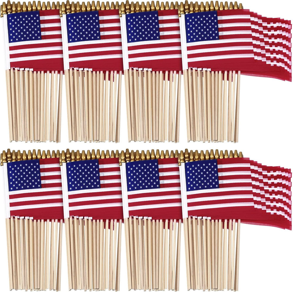 Tegeme 150 Pack Small American Flags on Stick 4 x 6 Inch Bulk