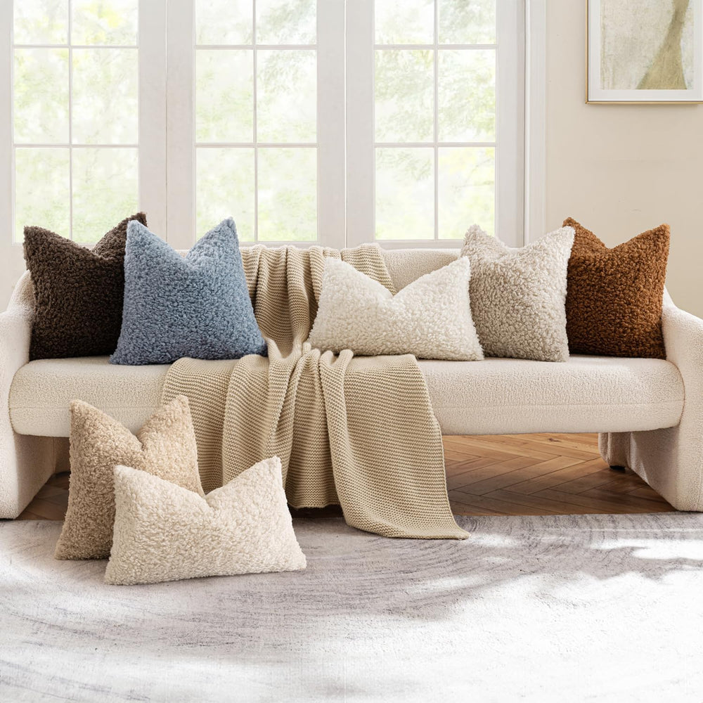 MIULEE Decorative Faux Fur Pillow Covers Euro Sherpa 24x24 Chocolate