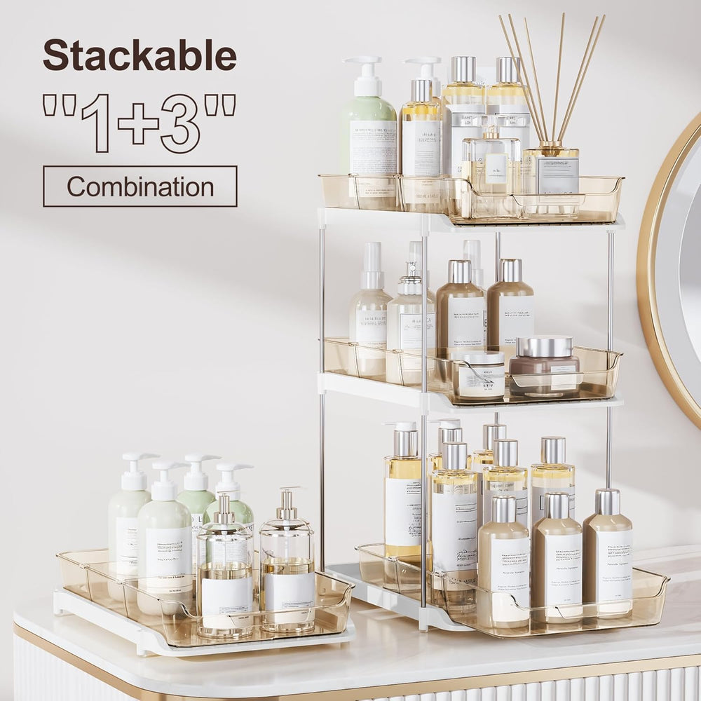 Delamu 2-Tier Multi-Purpose Bathroom Under Sink Organizers and Storage, Stack...